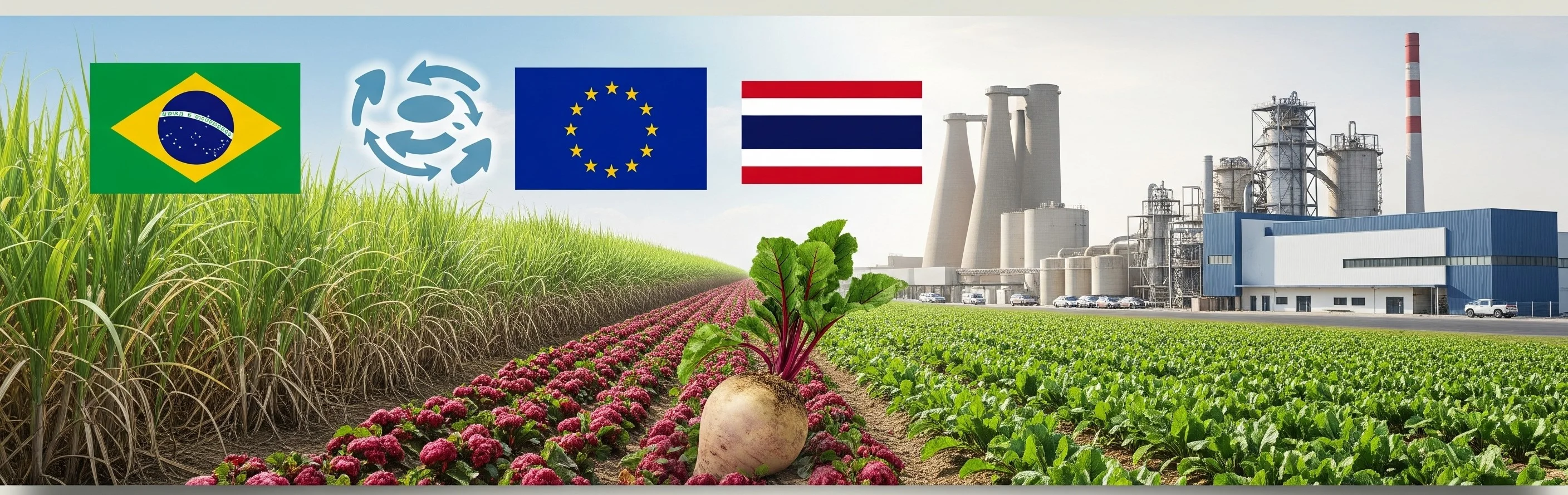 Plantación de caña de azúcar bajo un cielo soleado